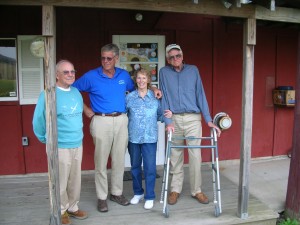 (l. to r.) Pat DeNaples, Tom Knauff, Doris Grove, and Bob Root in the same spot at Ridge Soaring in April 2011 or 2012.